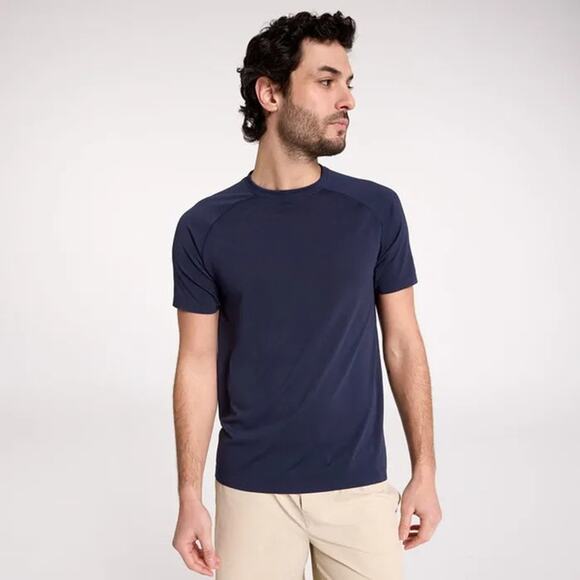 VRST Men's M Blue Space Dye Circuit Seamless Shirt Short Sleeve Active I29-22 - Picture 1 of 8
